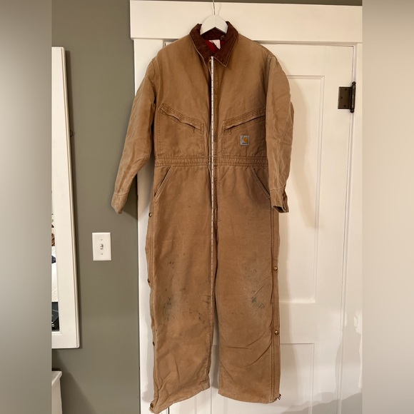 CARHARTT Men's Insulated Coveralls Sz 44 Brown Made in USA - Picture 11 of 16